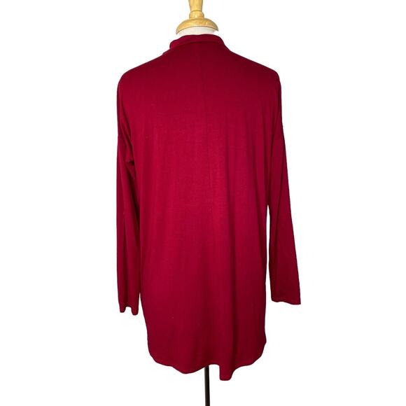 EILEEN FISHER Viscose Jersey Red High Neck Long Sleeve Top Size XS Stretch - Picture 3 of 10